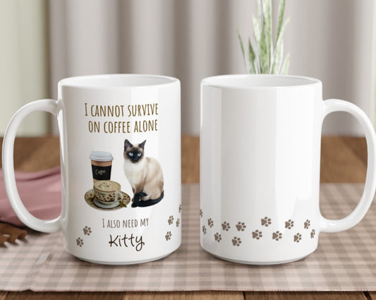 Coffee and Siamese cat mug