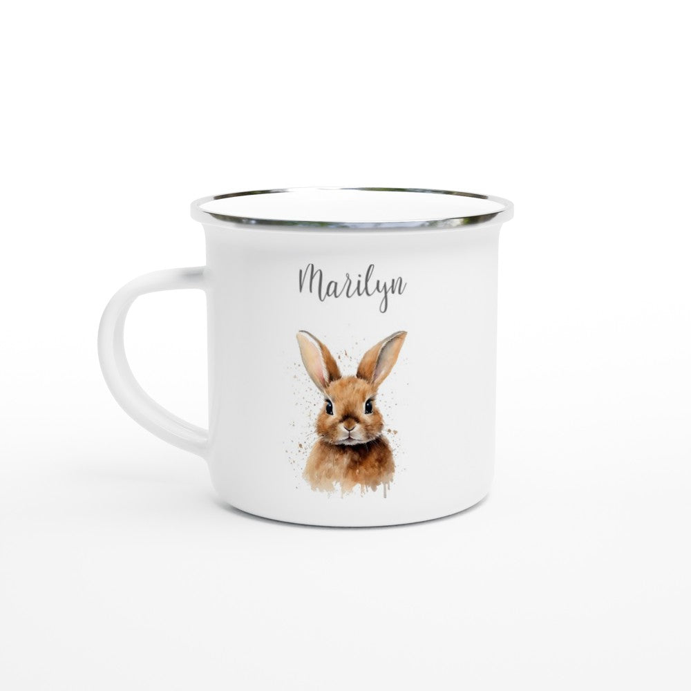 Rabbit enamel camping coffee mug