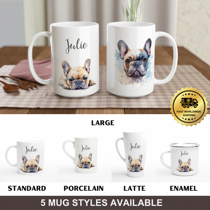 Personalised French bulldog mugs with name 
