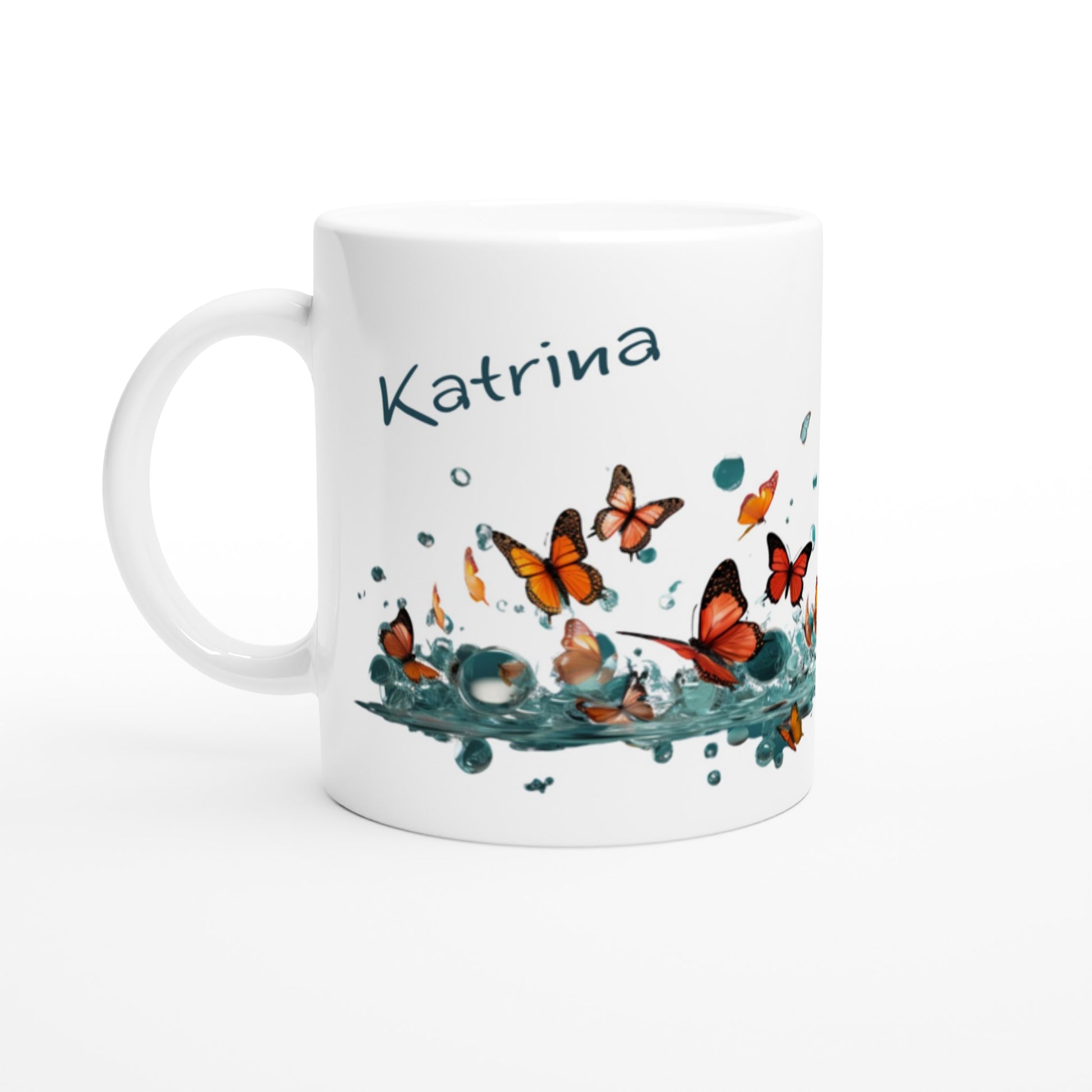 Personalised butterfly mug with name