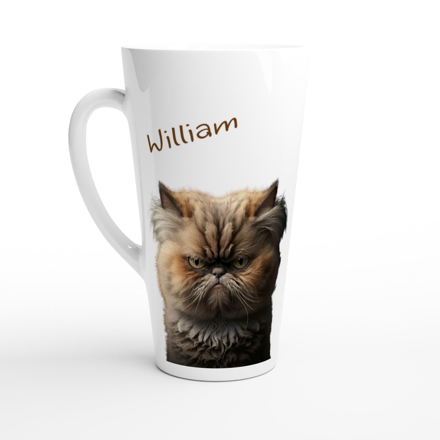 Fat cat latte mug with name on it