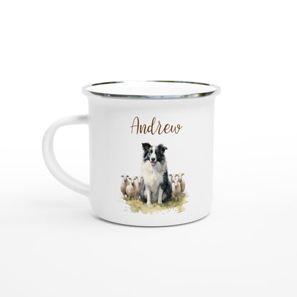 Border collie dog enamel camping mug