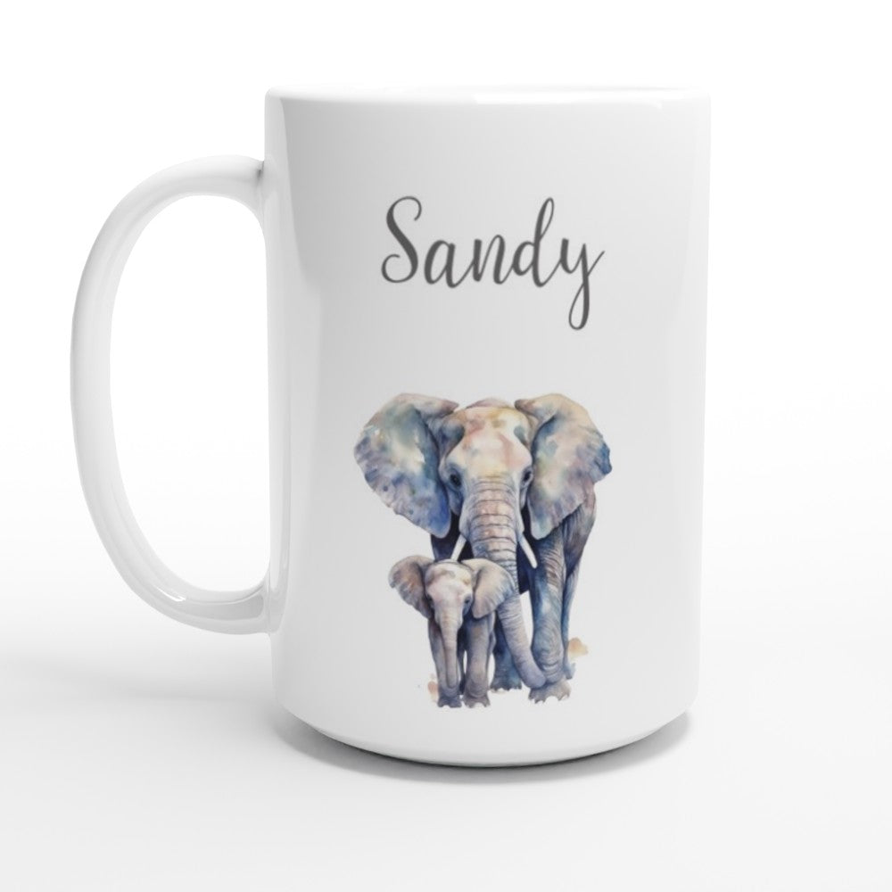 Personalised elephant coffee mug with name