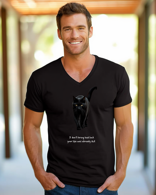 Funny sarcastic black cat T shirt