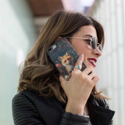Dark floral Fox phone case for Samsung s21 s22 s23 iPhone 11 13 12 14 plus max mini x