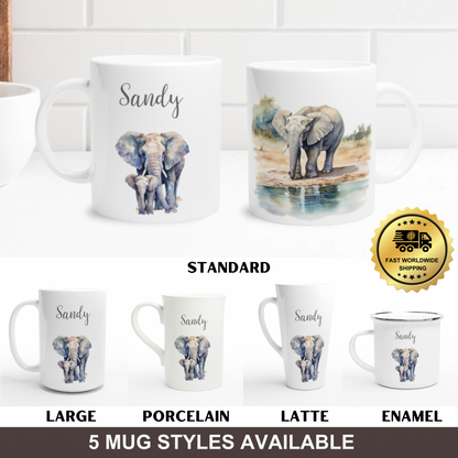 Personalised elephant cups and mugs custom 