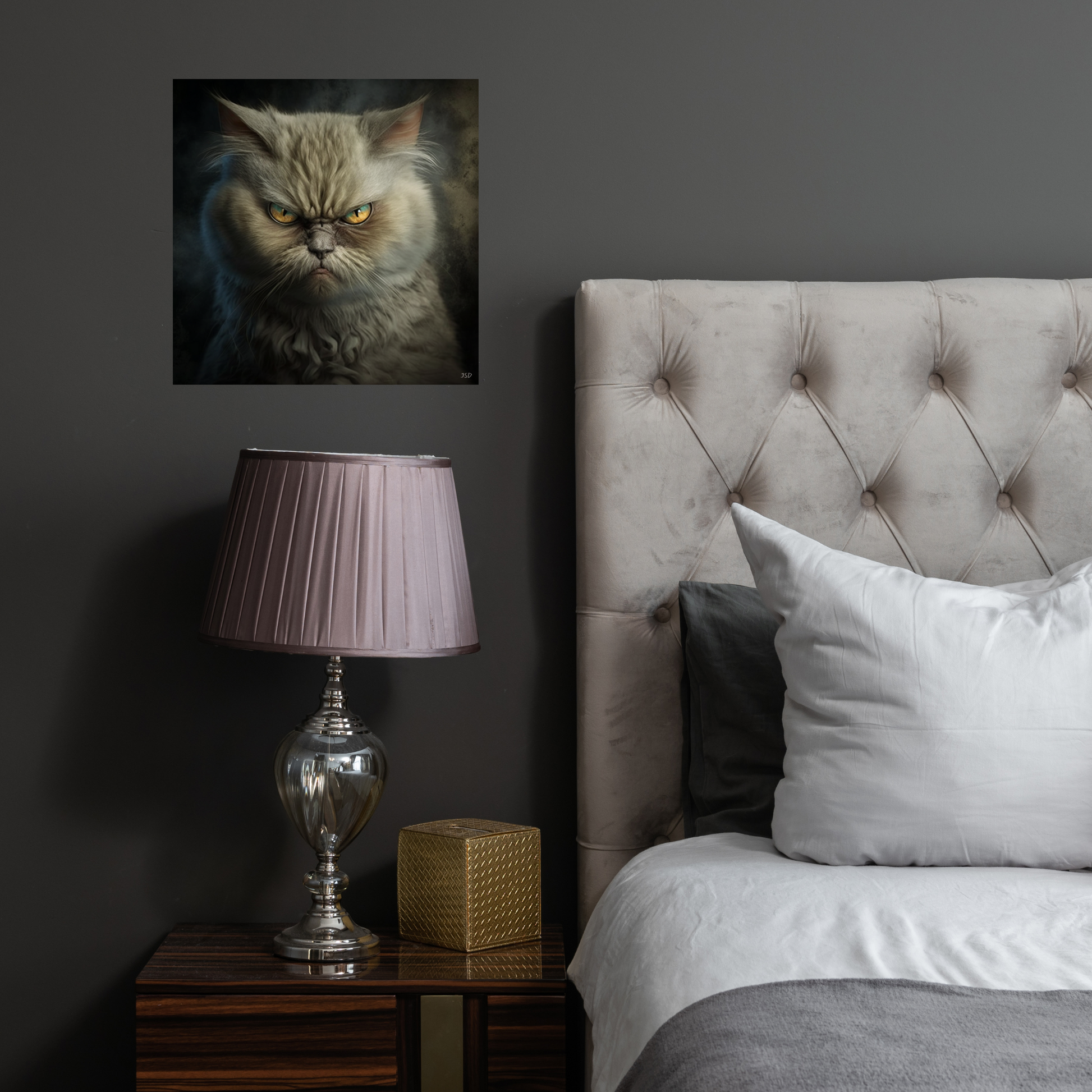 Angry cat aluminium wall art print