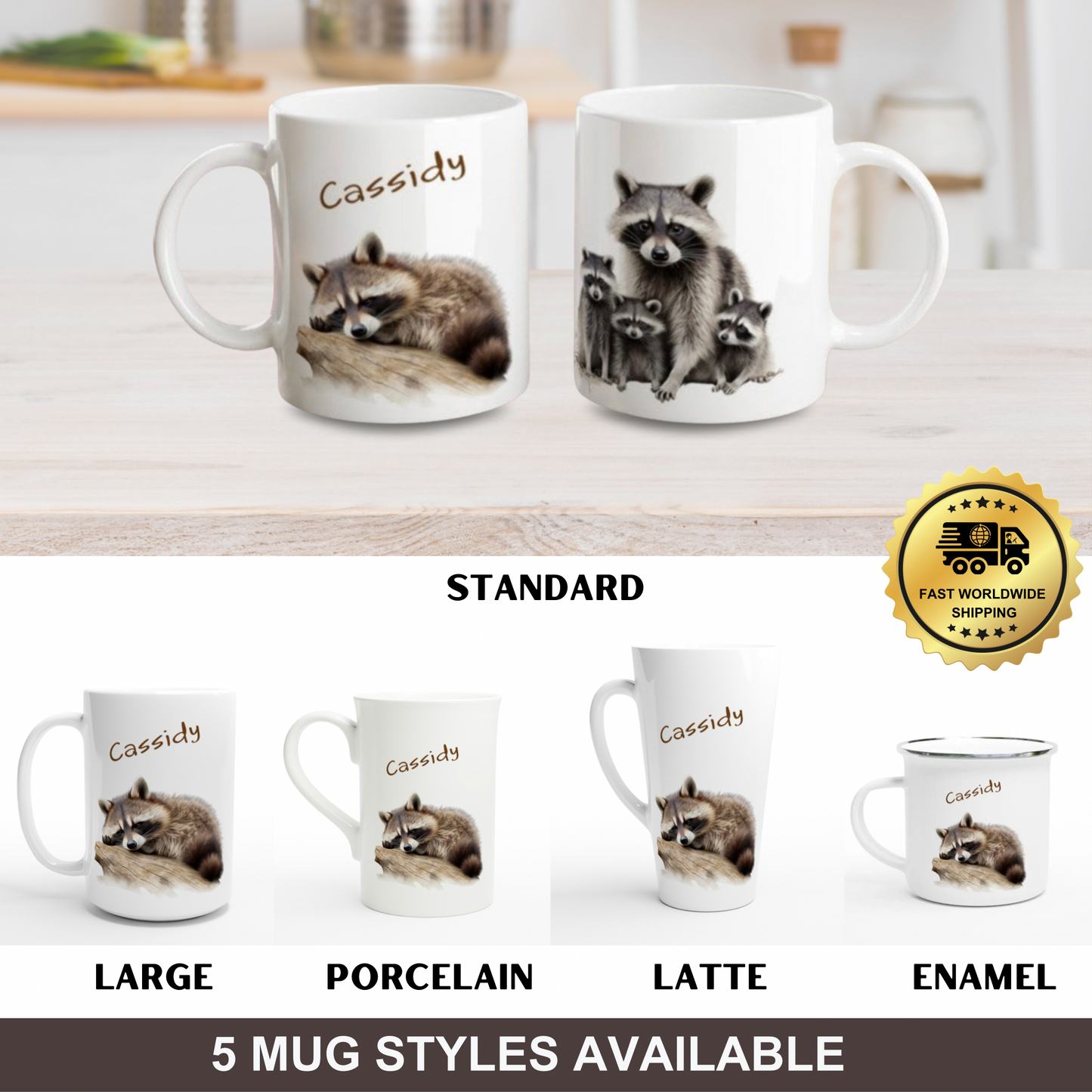 Customised raccoon mugs and cups australia 