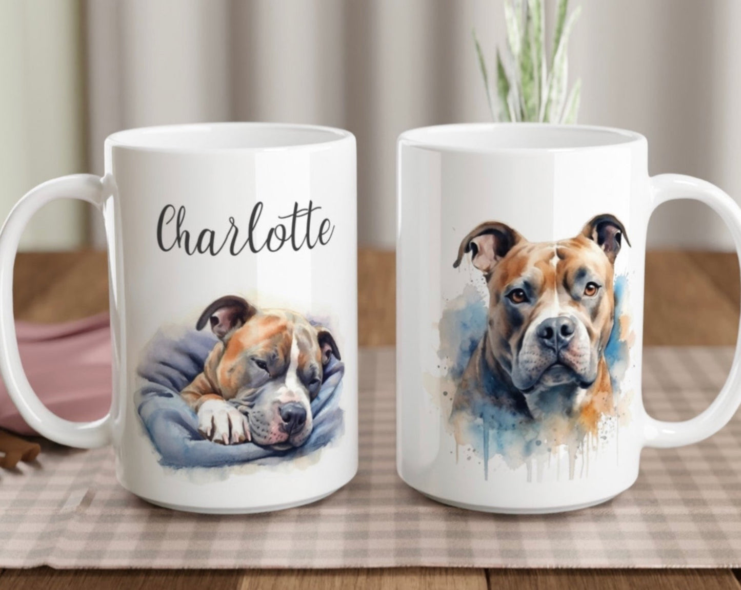 Personalised Staffy dog mug with name - large