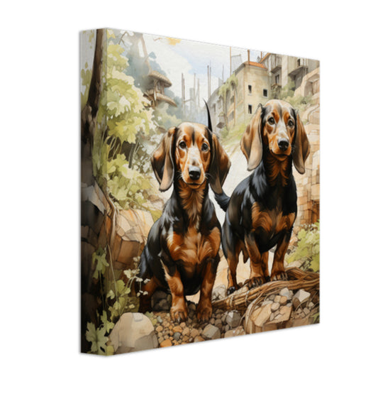 Dachshund dog canvas wall art print