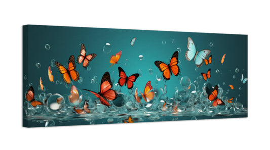 Butterflies canvas wall art print long horizontal 