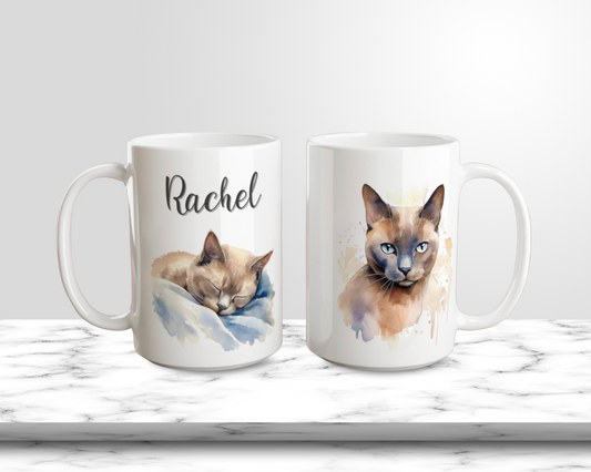 Personalised Burmese cat mug - large