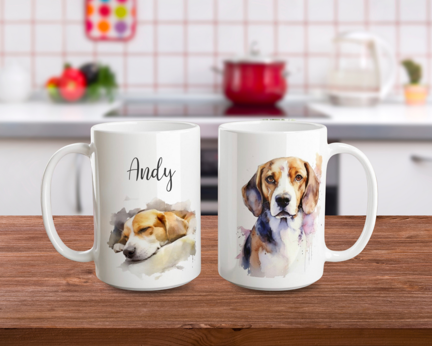 Custom beagle dog big mug with name