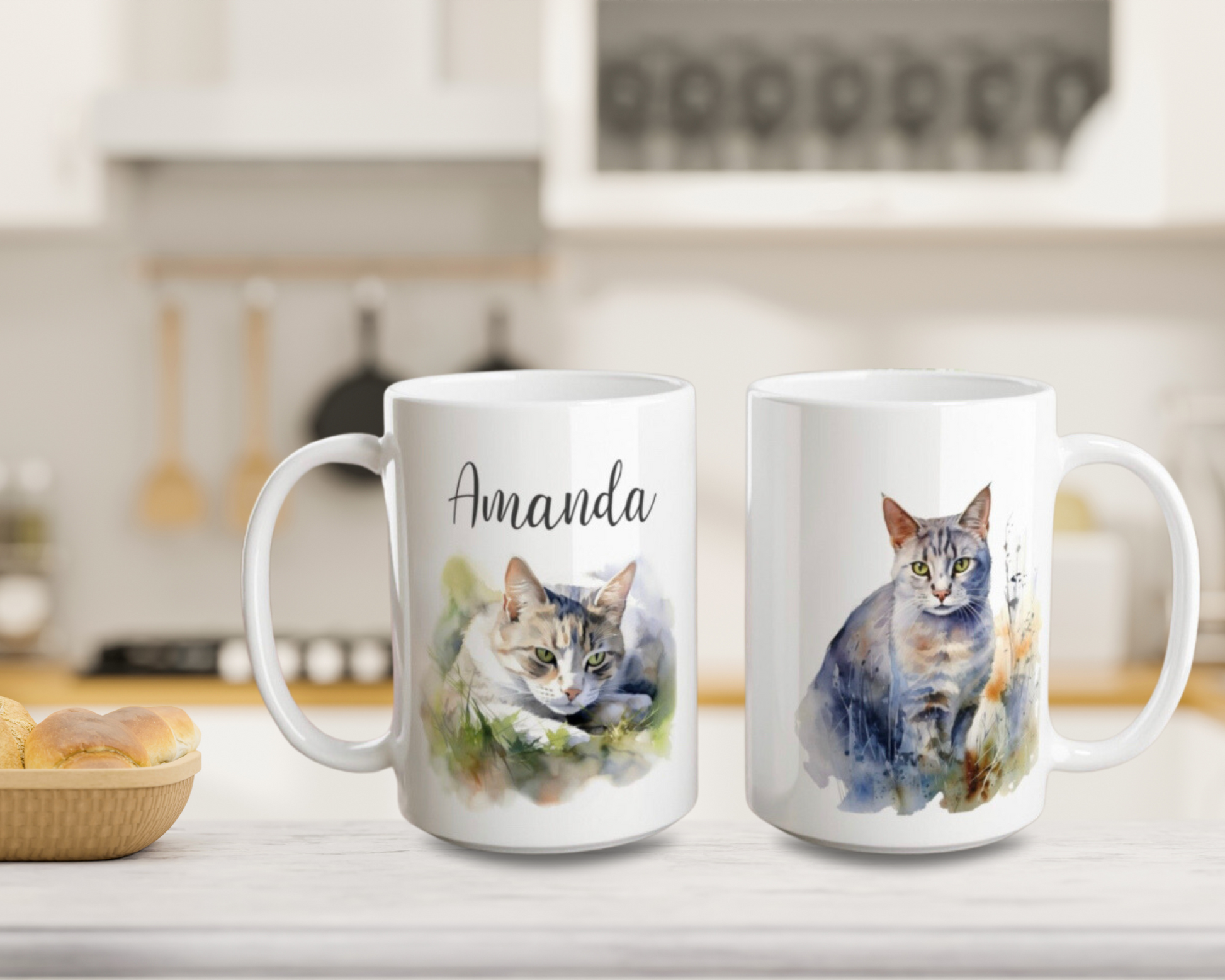 Handmade Cat design Coffee mug