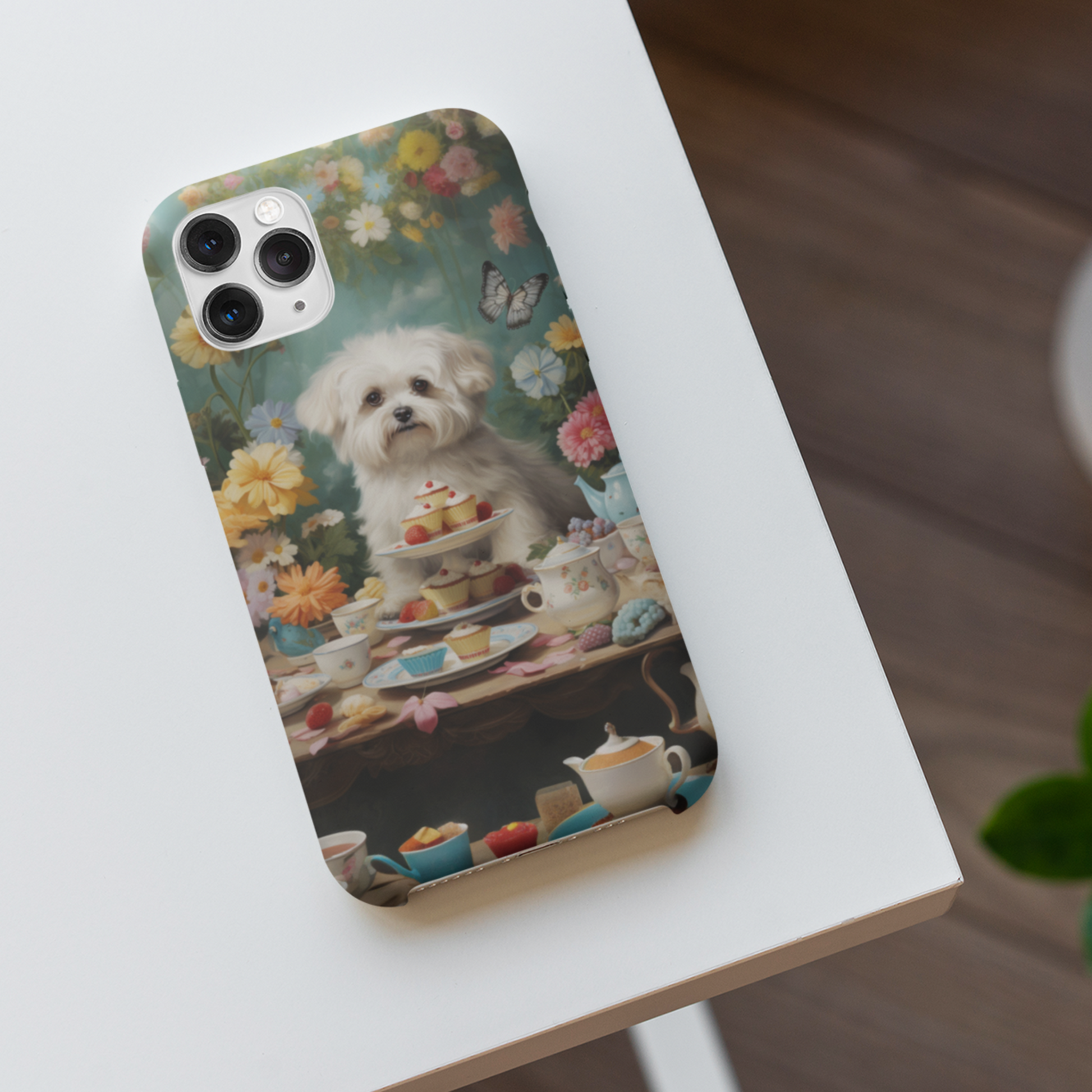 Coquette phone case Maltese dog with flowers