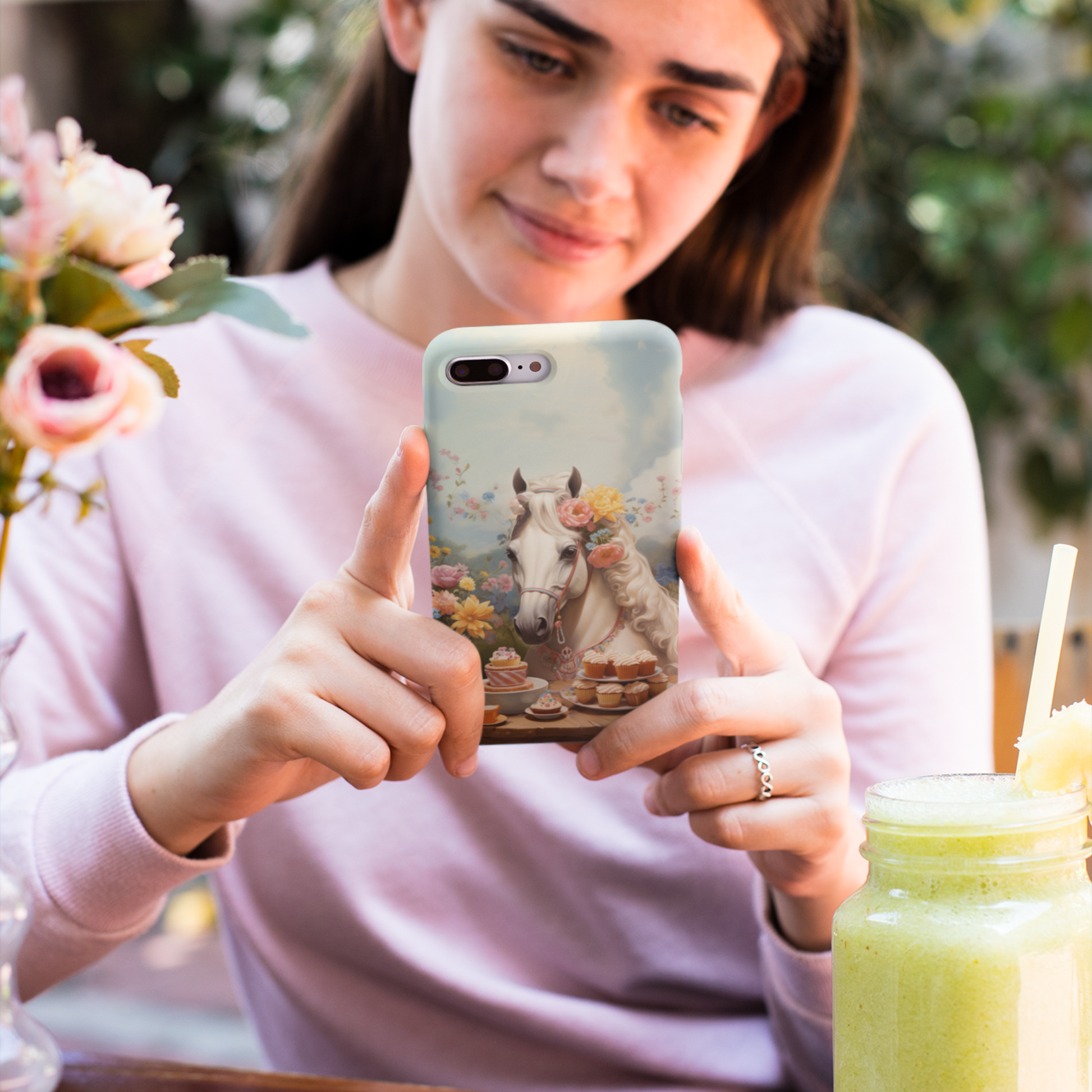 Floral horse phone case