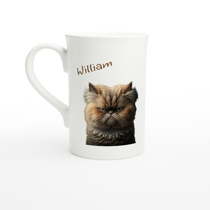 Porcelain funny cat mug with name 