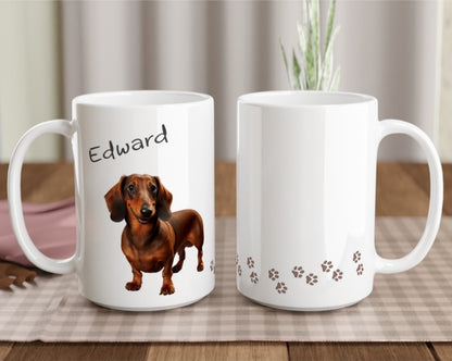 Sausage dog dachshund mug personalised with name