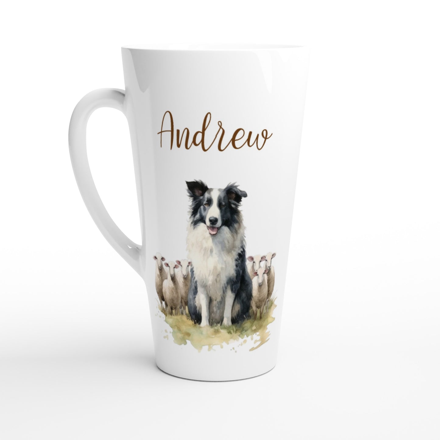 Custom border collie dog latte mug