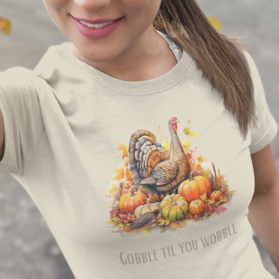 Thanksgiving turkey shirt gobble til you wobble 