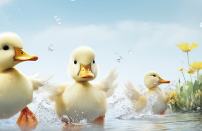 Duckling canvas wall art print long horizontal cute baby ducklings home decor for children’s room